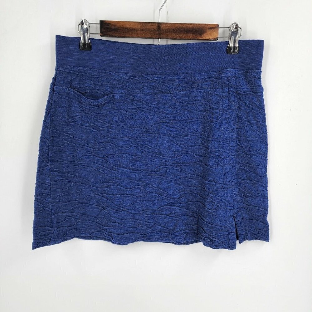 Horny Toad Women's Samba Wave Short Skirt Textured Organic Cotton Blue Size M